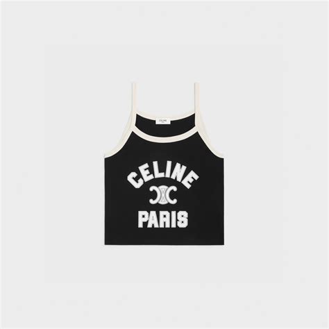 celine tank top black|CELINE PARIS TANK TOP IN COTTON JERSEY .